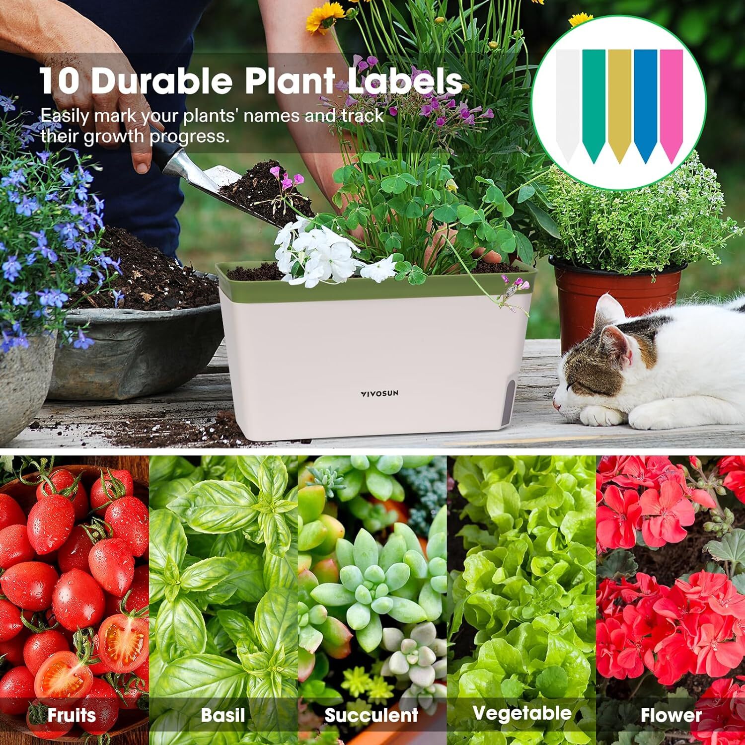 VIVOSUN 4/6 Pack Self-Watering Planters Window Planter Box w/ 10pcs Labels