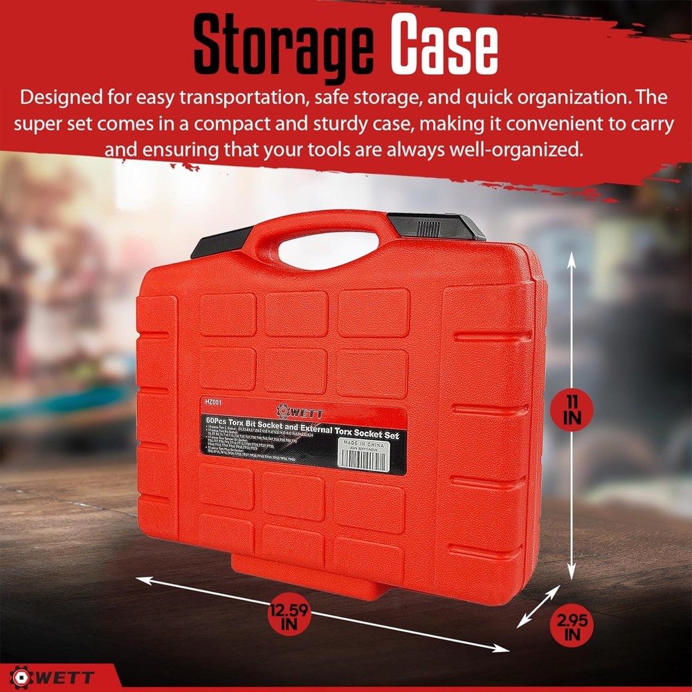 Master Torx Bit Socket and External Torx Socket Set, 60-Piece