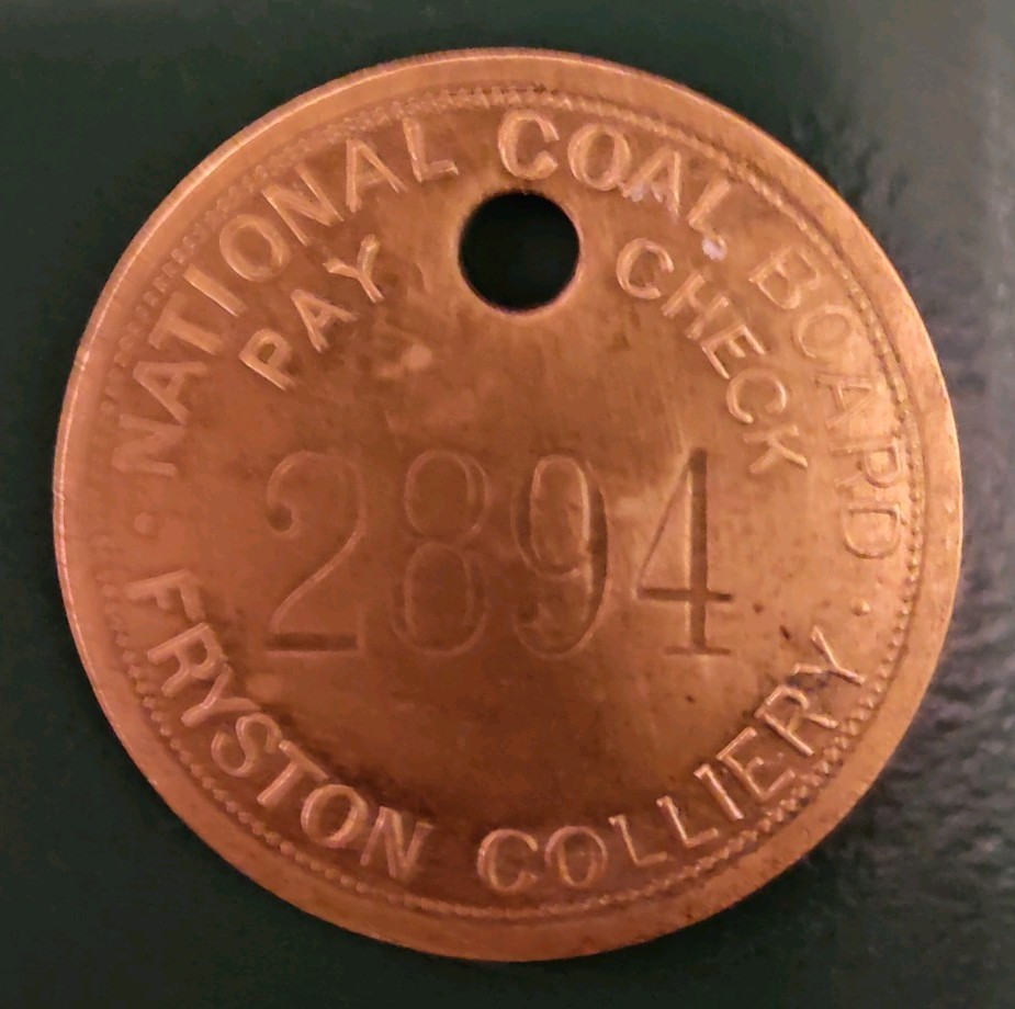 Fryston Colliery Pit Check marked NCB Fryston Colliery Pay Check 2894