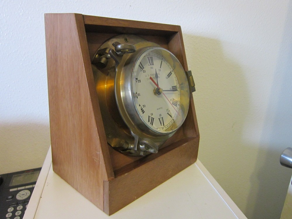 US MARITIME COMMISSION SOLID BRASS Porthole Quartz Clock