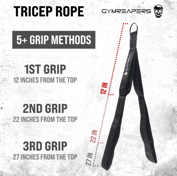 Tricep Rope Cable Attachment 3-in-1 Adjustable Lengths Pull Down Extension