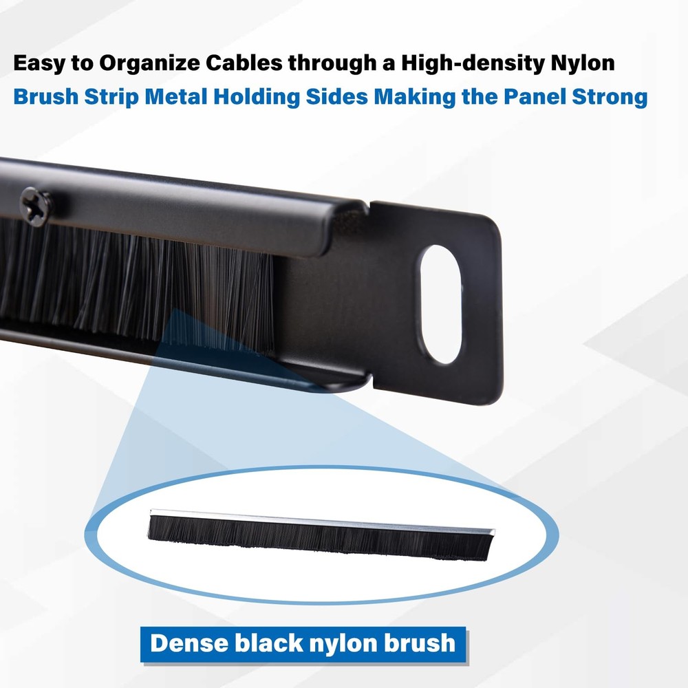 2 PCS 0.5U Brush Cable Manager Rack Mount Management Panel 10 Inch Server