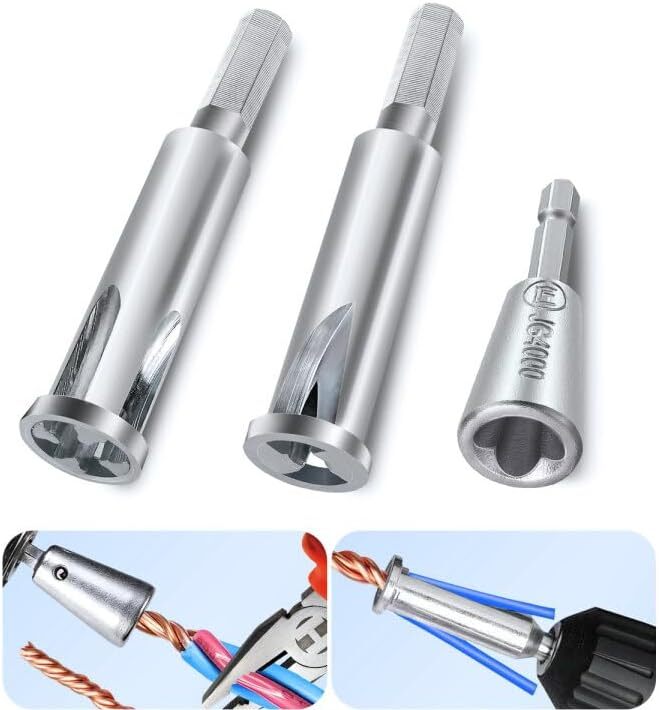 3x Wire Stripping Twisting Tool Electrical Drill Wire Stripper Cable Nut Twister
