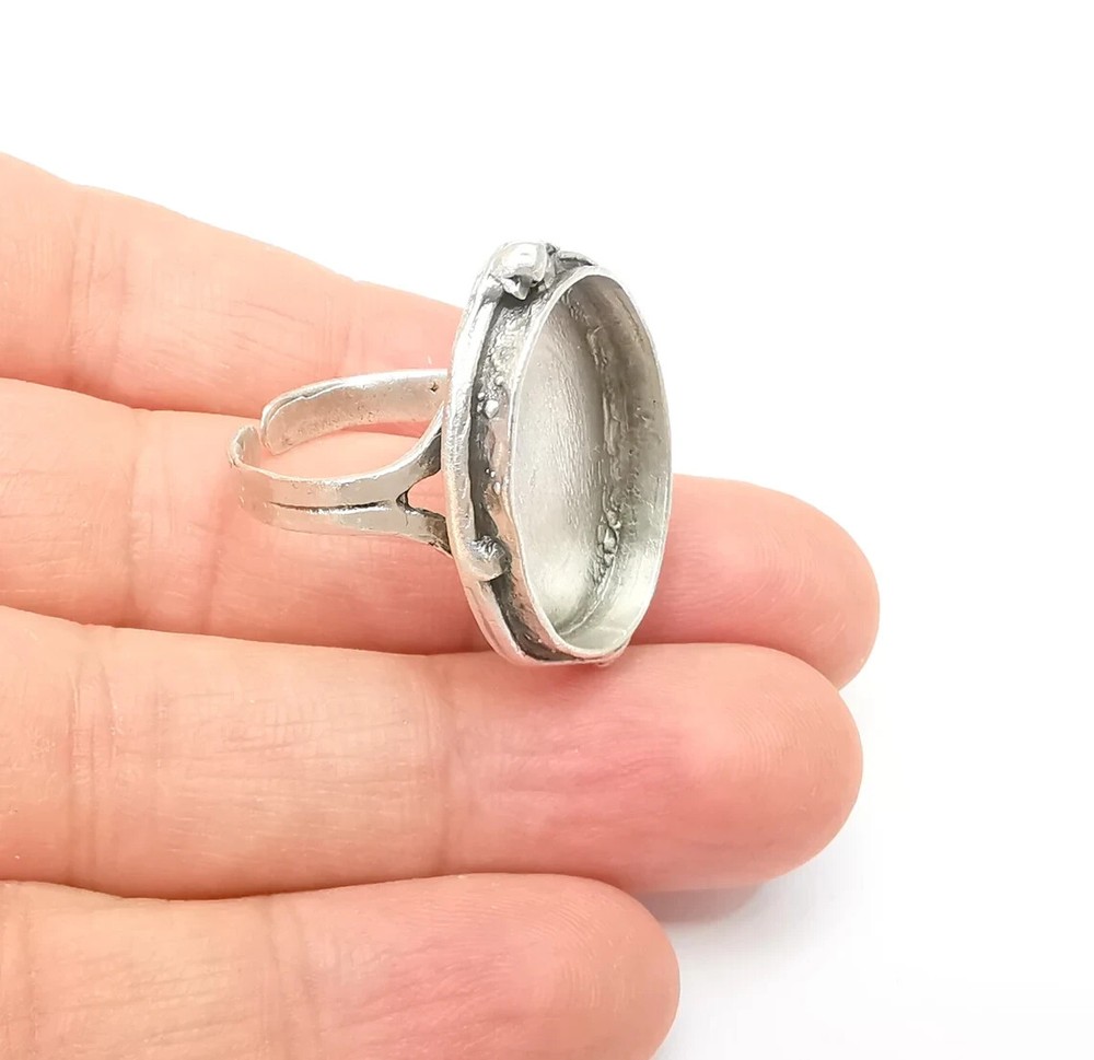 Large Ring Setting Resin Ring Blank Cabochon Mounting Adjustable Dried Flower