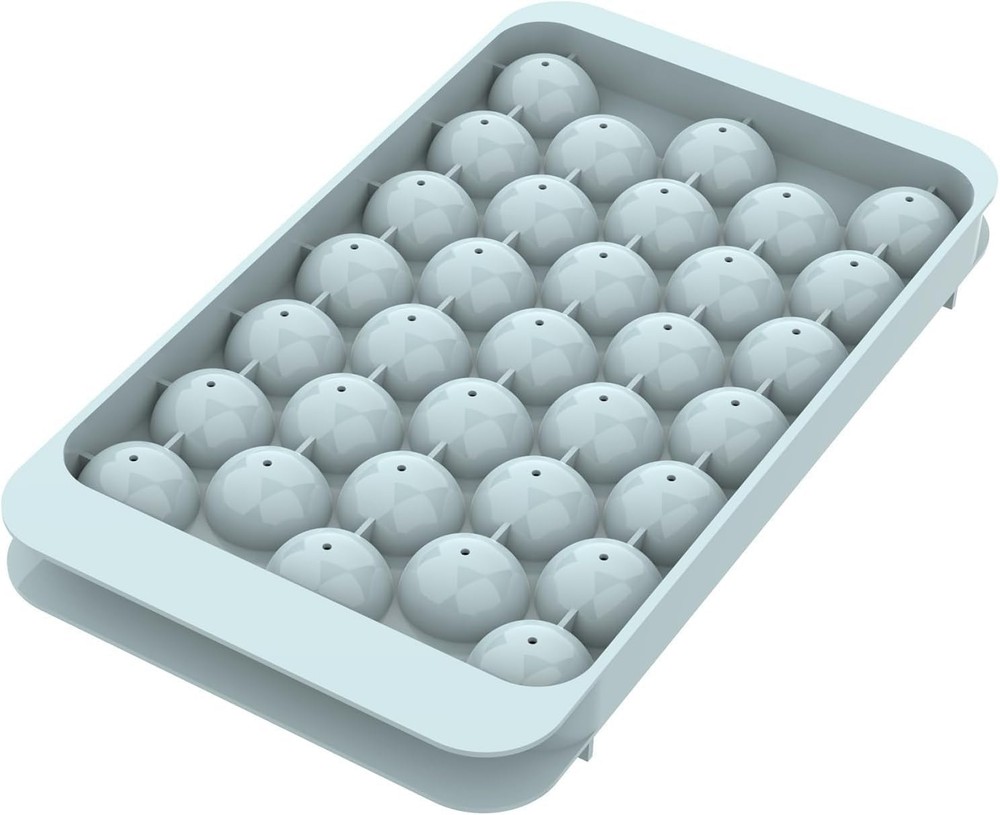 Compact Round Ice Cube Tray with Lid - Create Elegant Ice Balls Effortlessly