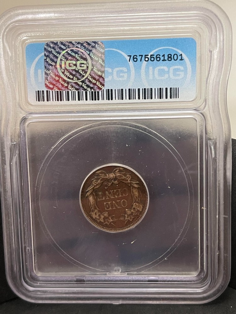 1857 Flying Eagle Cent 1c ICG EF40 DETAILS CORRODED
