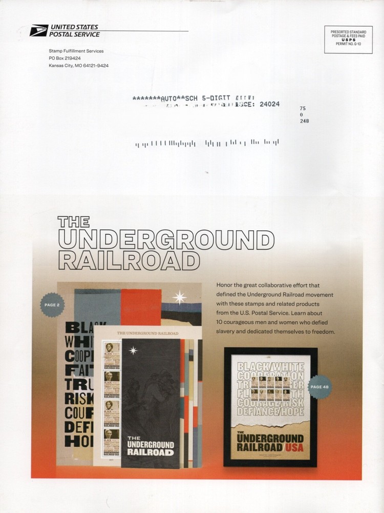 USPS Philatelic Stamp Catalog 2024 Volume 29 Quarter 1 Postage Underground RR