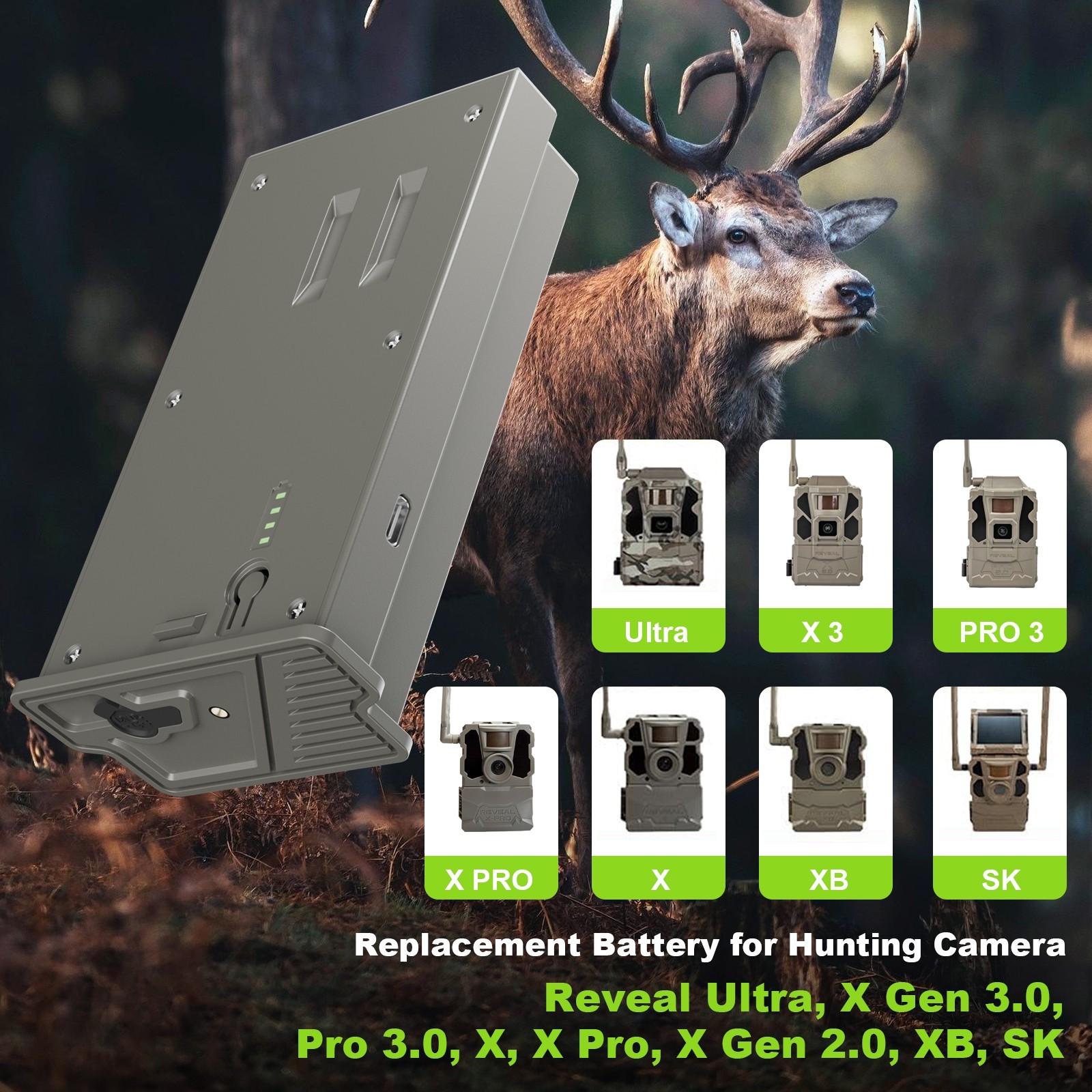 NEW For Tactacam Reveal Battery 6000mAh - Compatible X Ultra/Pro 3.0/X Gen 2.0