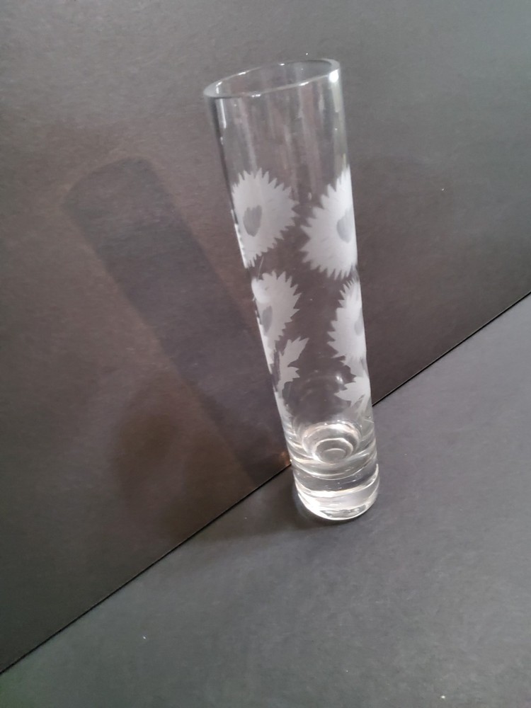 Chrysanthemum Etched Bud Vase