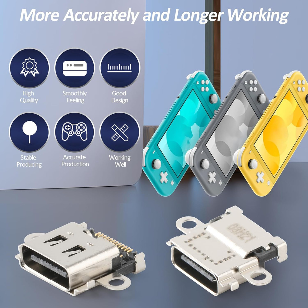 2 Pack Replacement for Nintendo Switch Lite Charging Port Switch Lite Dock Co...