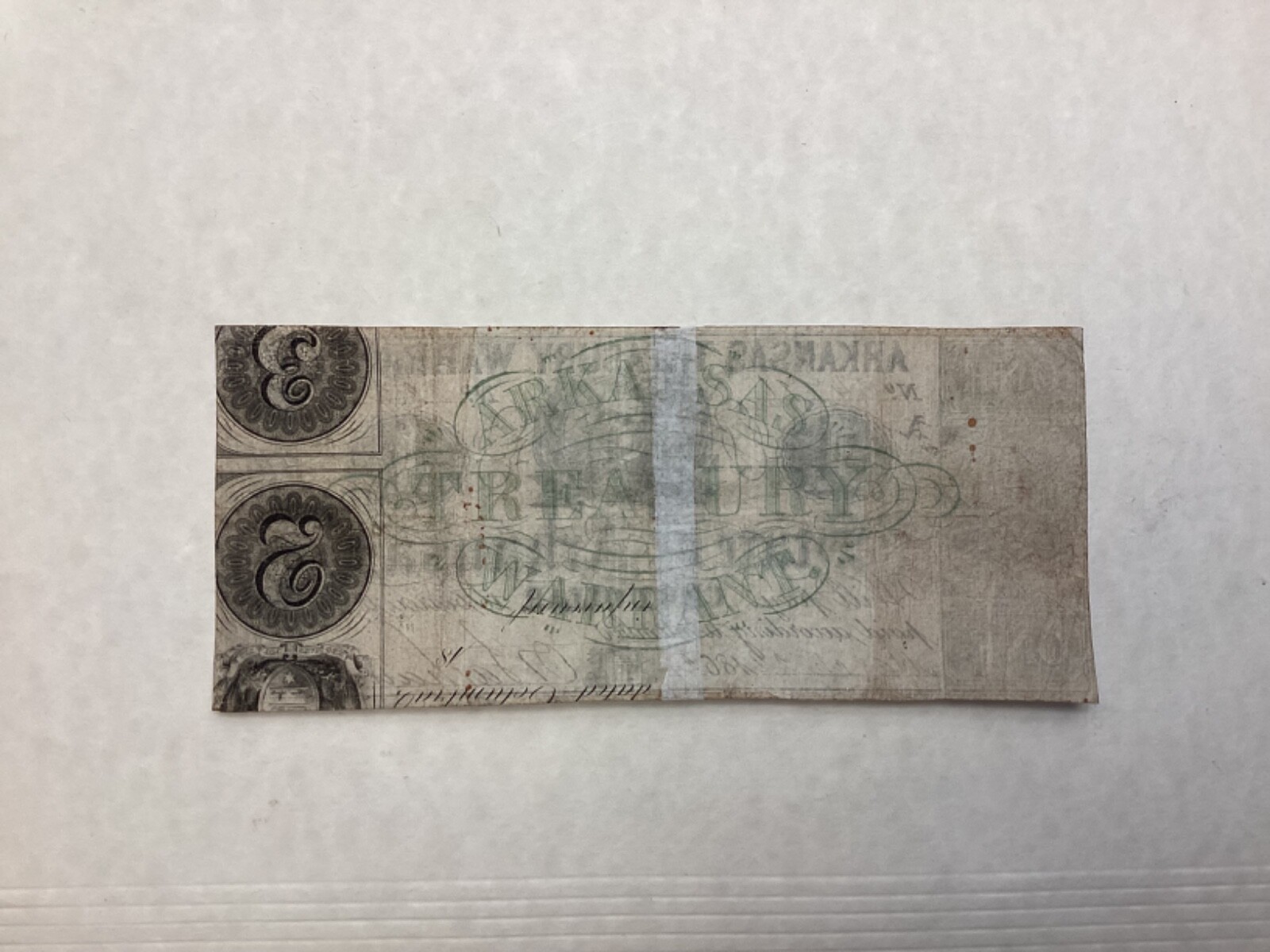 1862 $1 State of Arkansas Treasury Warrant - Jefferson Davis portrait - Repaired