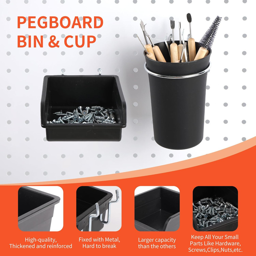 130PCS Pegboard Hooks Assortment - Peg Board Hooks for Hanging Tools with Pegboa