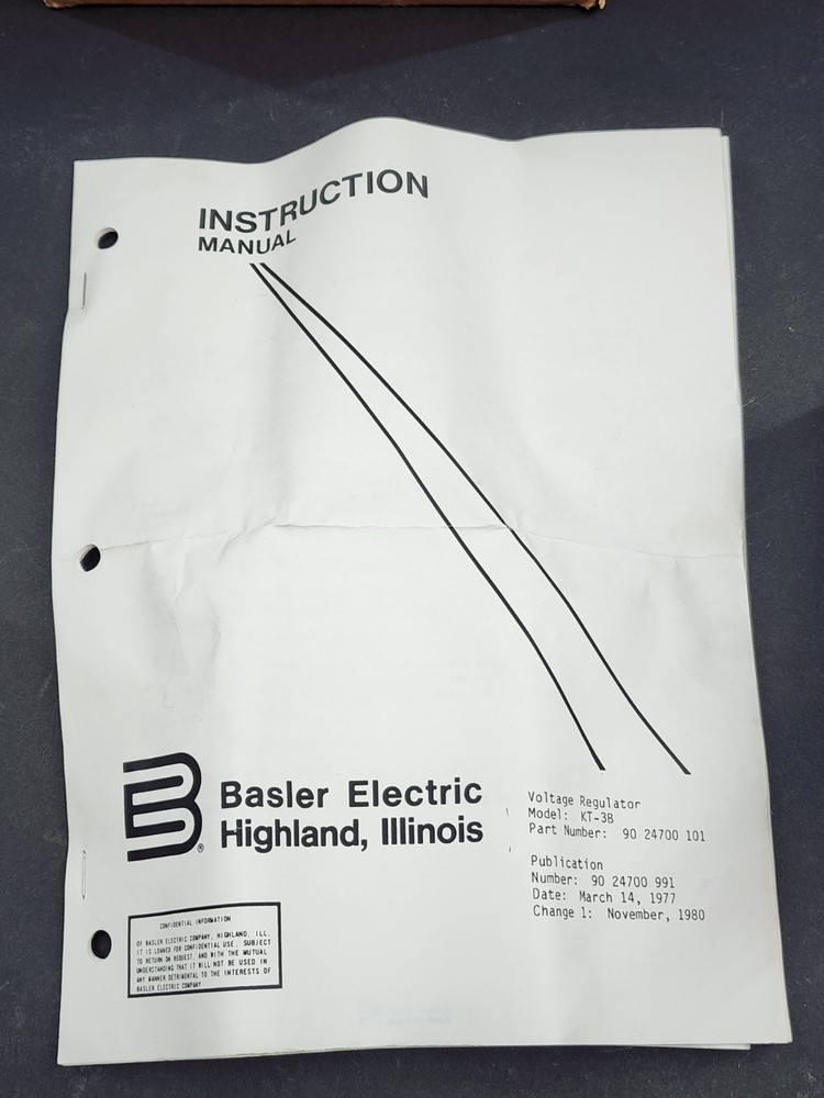 Repaired Basler KT-3A Voltage Regulator24700-102