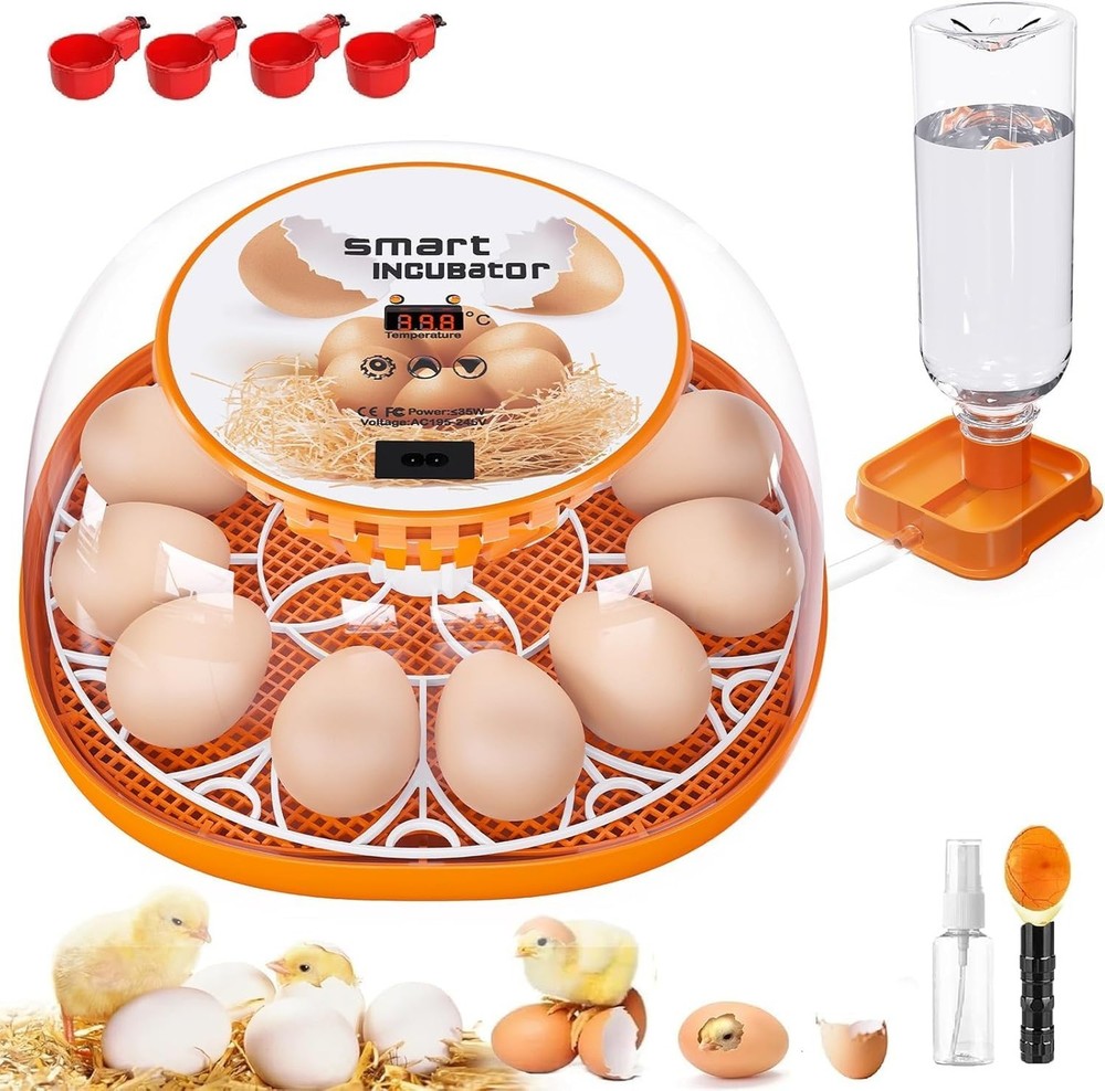 12 Egg Incubator with Automatic Egg Turning and Temperature Control, Automati...