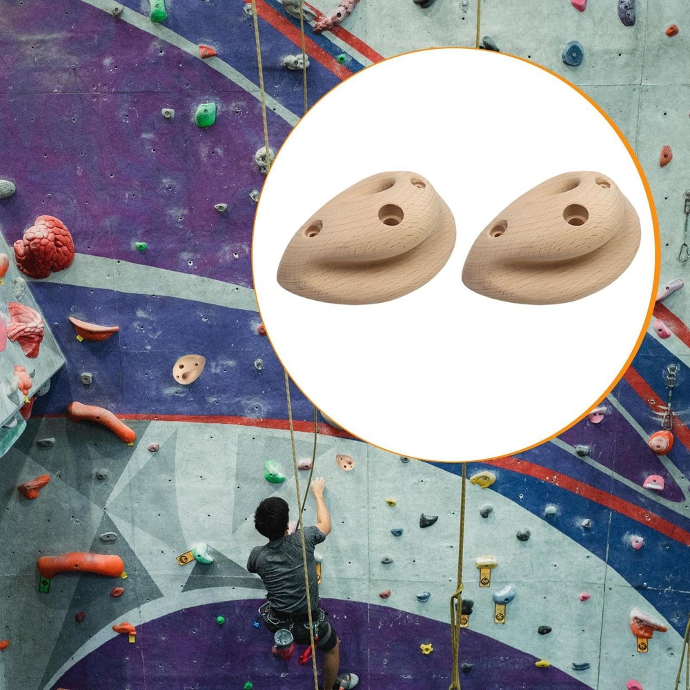 2 Pieces Wood Rock Climbing Holds Exercise Strength Training Compact Blocks