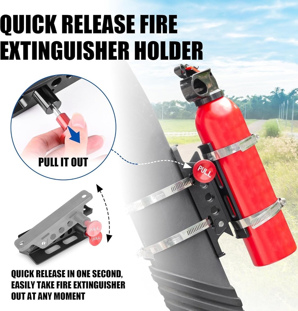 Aluminum Fire Extinguisher Mount Bracket Kit Adjustable Quick Release Roll Ba...