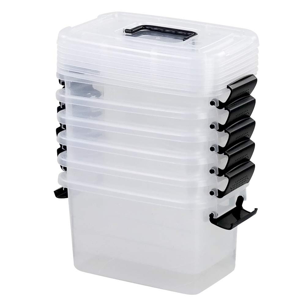 6 Pack 5.5 Quart Storage Container Box with Lids, Small Plastic Storage Bins ...