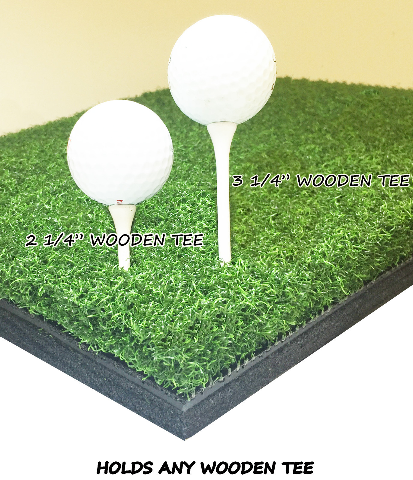 5' x 5' Golf Chipping Driving Range Tee Line Practice Mat - Holds A Wooden Tee