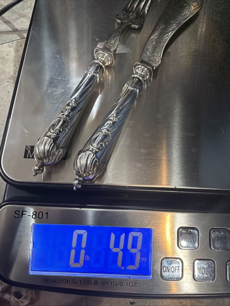 Antique 800 Silver Fish Slice and Fork Set Possibly German