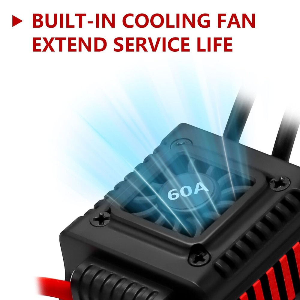 Upgraded 60A Brushless ESC 2-3S Electronic Speed Controller with Programming ...