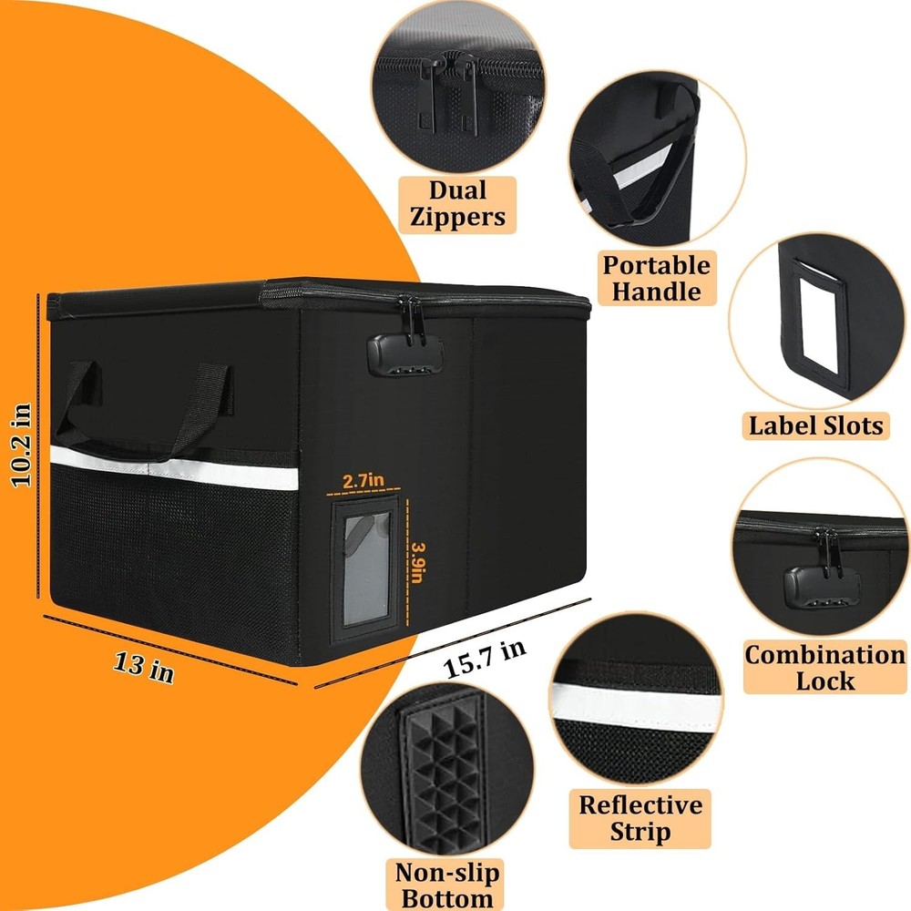 Secure Collapsible Fireproof Document Filing Box – Lightweight & Portable