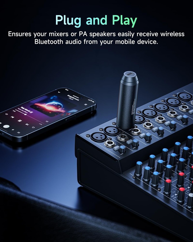 XLR Bluetooth Receiver, Wireless Bluetooth Adapter for Speakers, PA Systems, Aud