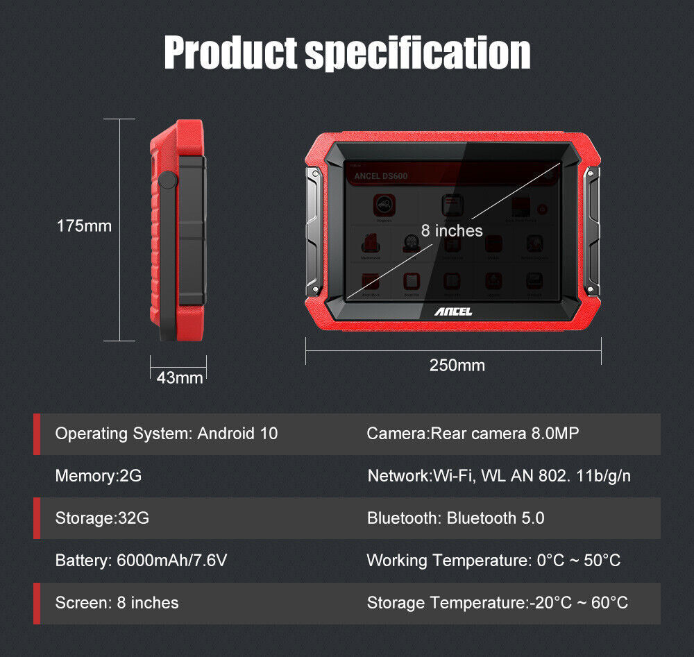ANCEL Car ECU Coding Bidirectional Diagnostic Tool Full System OBD2 Scanner Tool