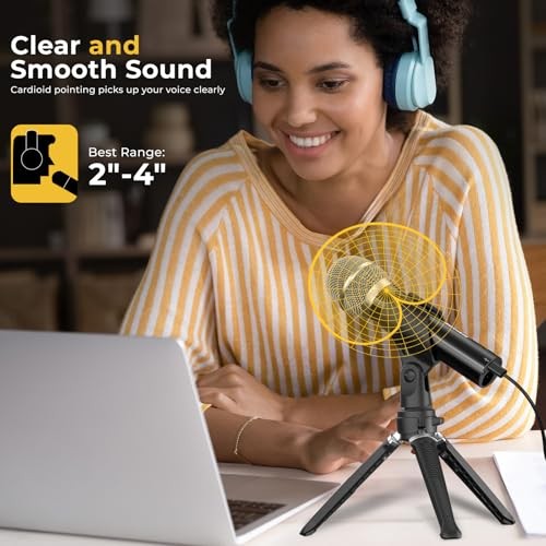 USB/XLR Podcast Dynamic Microphone, Studio Mic Kit with Volume Control, Pop