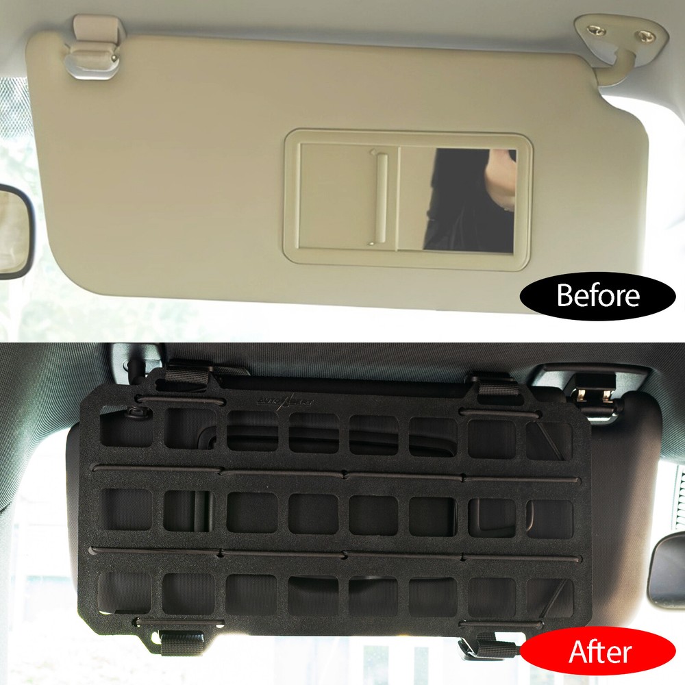 Car Tactical Rigid Molle Panel Sun Visor Organizer Storage Rack Rigid Panel-US