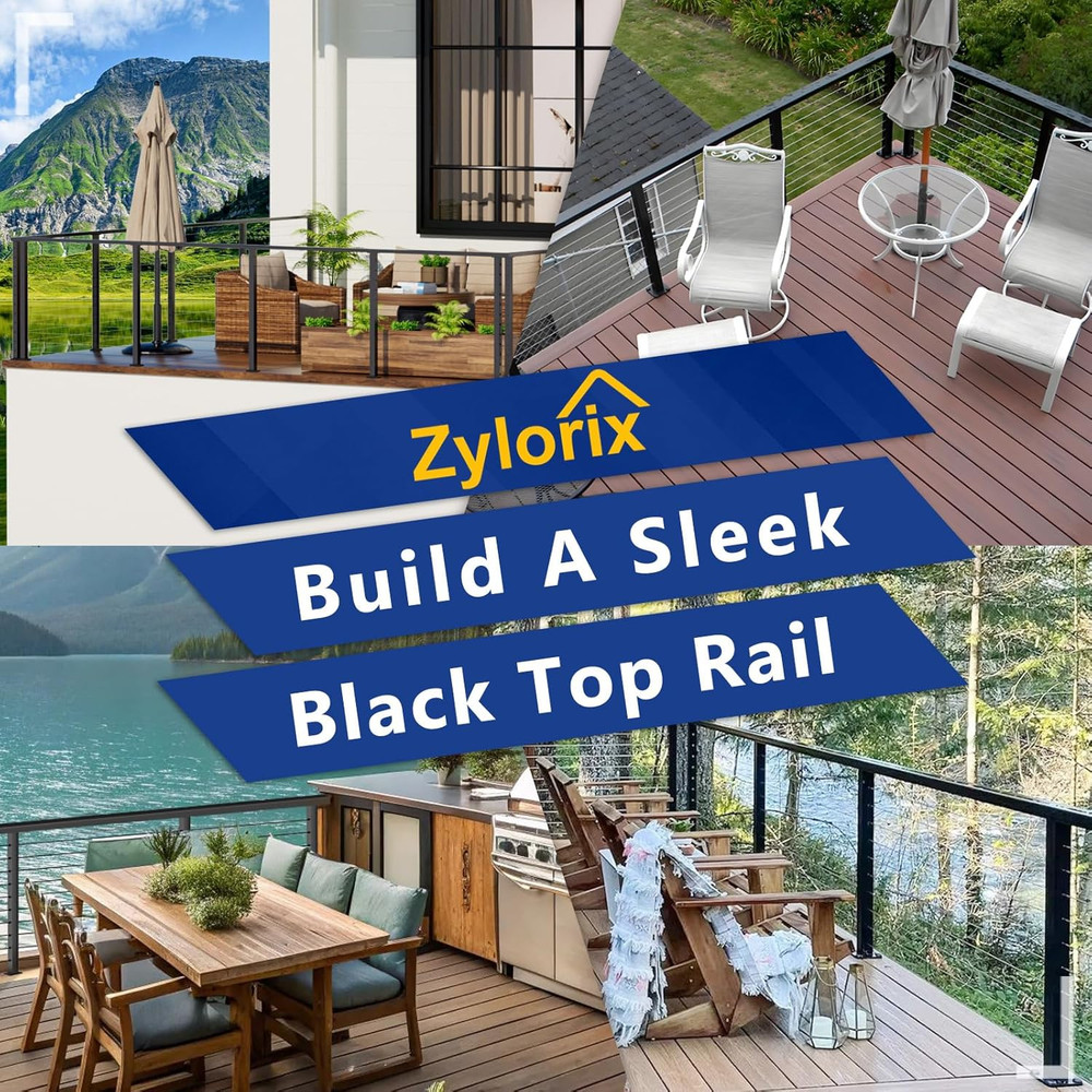 8FT Rust-Resistant Aluminum Black Handrail for Decks - DIY Cable Railing System