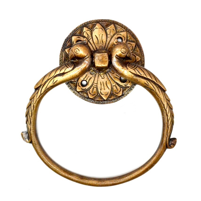 Twin Peacock Design Brass Towel Hanger, Brass Towel Holder