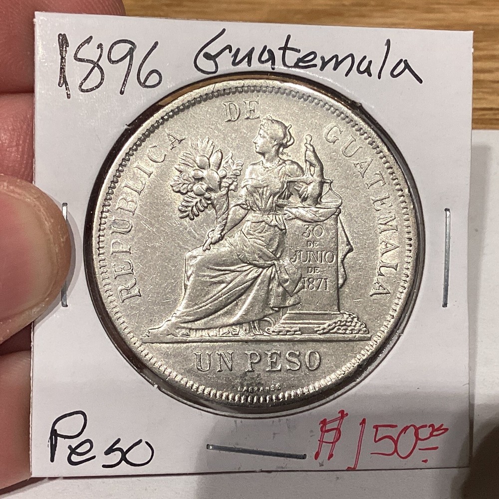 1896 Guatemala Silver Peso  AU