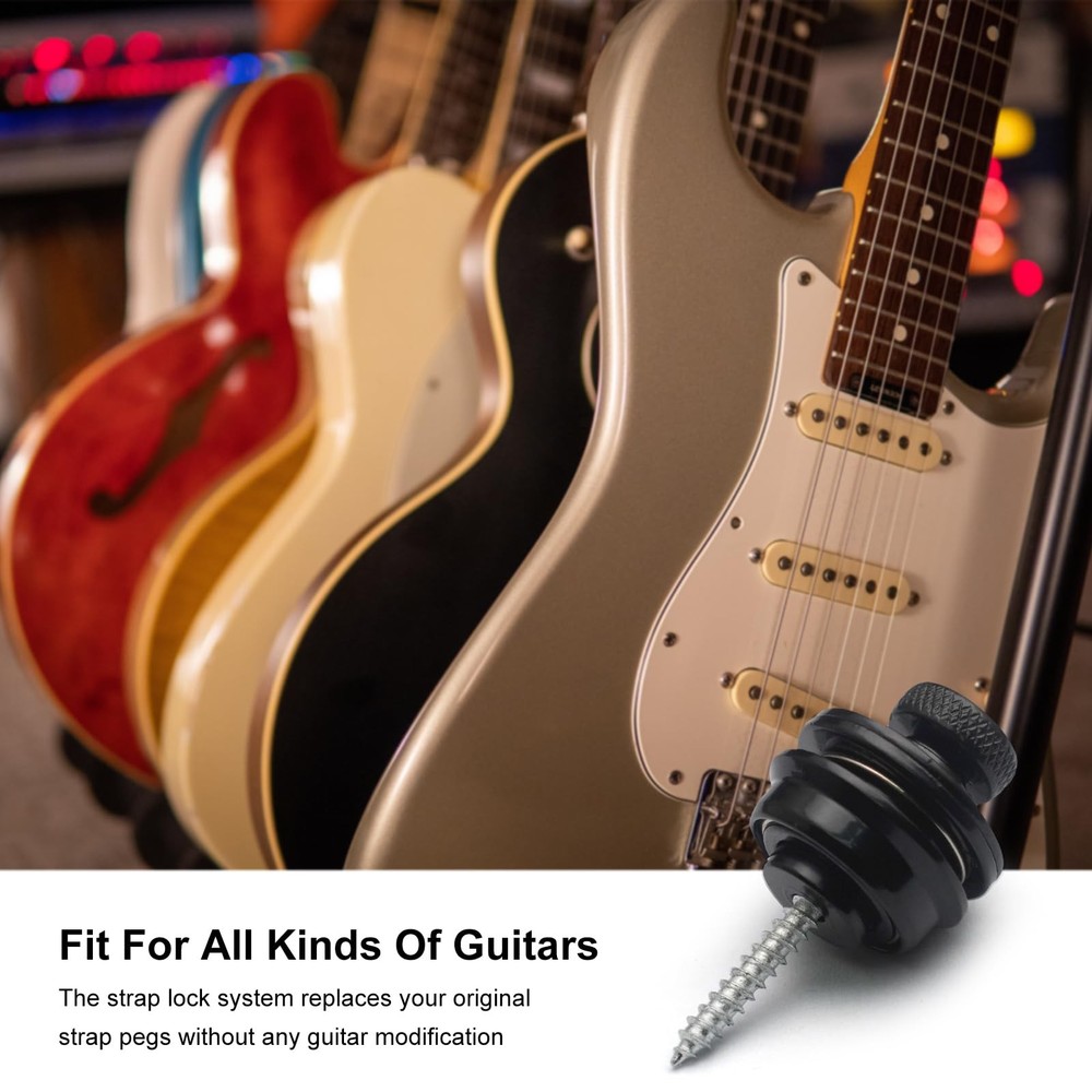 2PCS Guitar Flat Head Strap Button Metal Chrome for