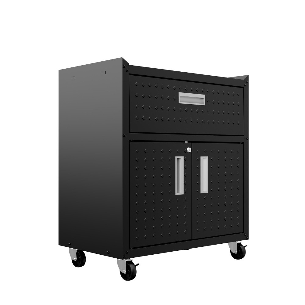 Rolling Garage Cabinet,Lockable Tool Chest with Doors & Drawer,Adjustable Shelf