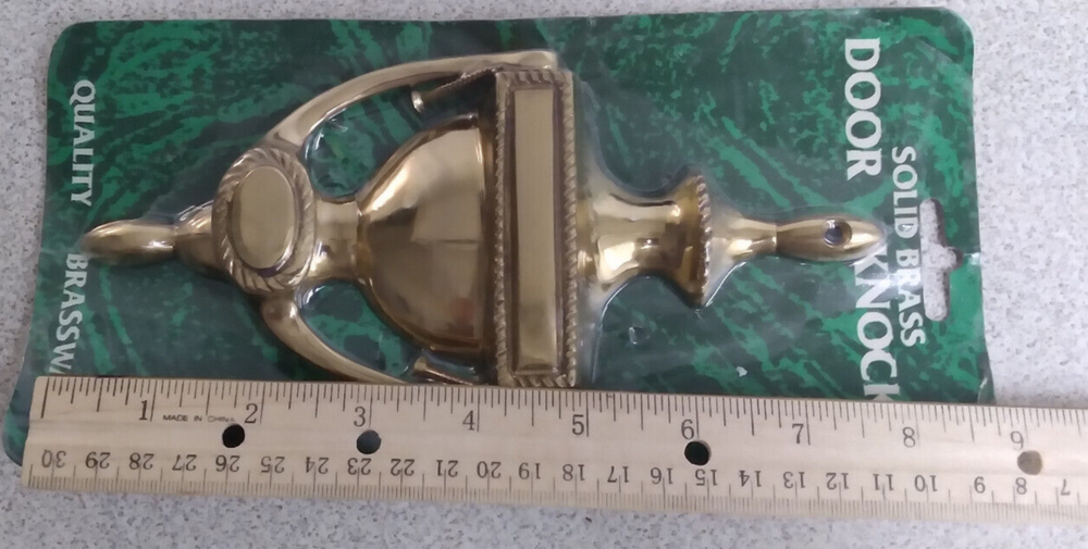 Vintage NEW Solid Brass Classic Door Knocker 8" tall
