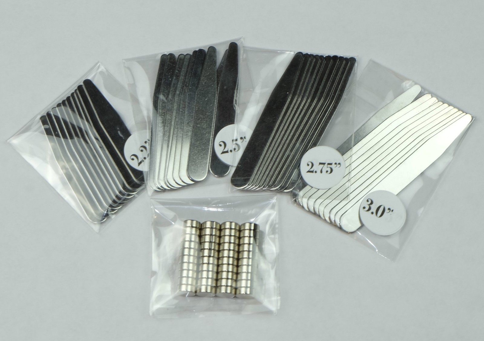 2.2" 2.5" 2.75" 3" Metal Stainless Steel Collar Stays sets with Magnets