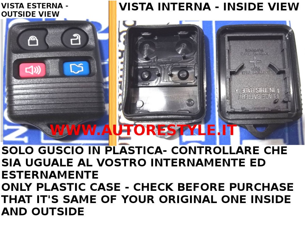SOLO SHELL COVER FOR FORD REMOTE CONTROL 4 KEYS ONLY PLASTIC CASE 4 BUTTON REMOTE