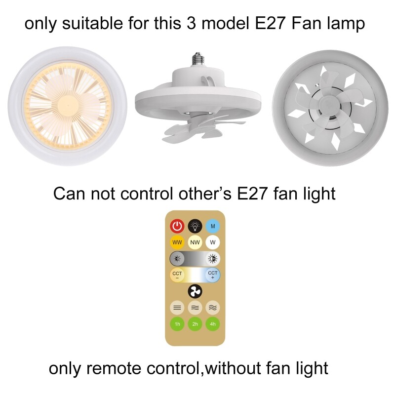 Adjustable Brightness and Fan Speed Timing E27 Fan Light Remote Control
