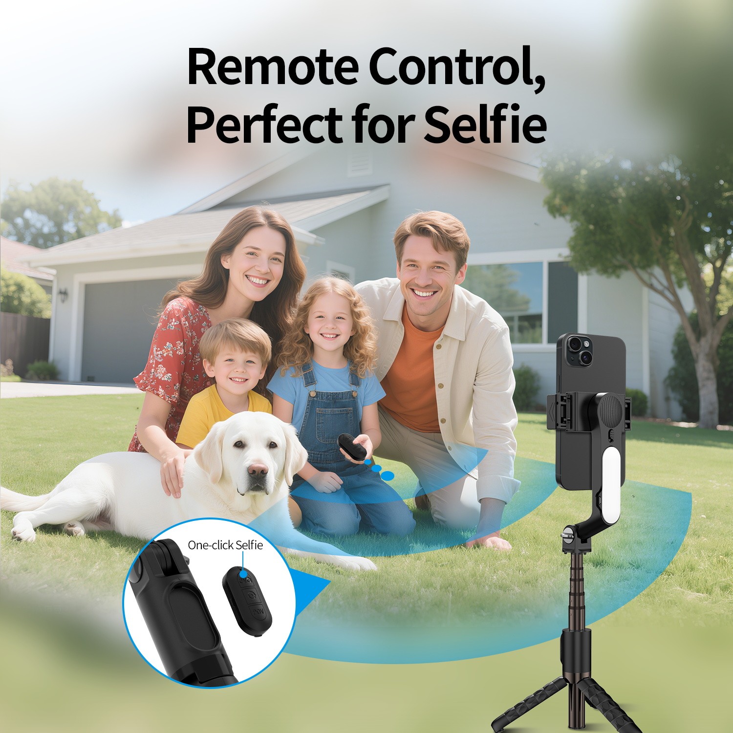 TOALLIN Mobile Phone Gimbal Stabilizer,Foldable Selfie Stick,Fill Light,w/Remote