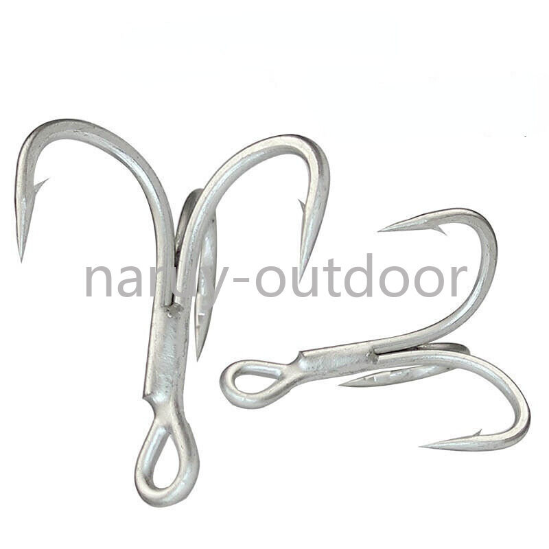 20/50pcs 4x Strong Treble Fishing Hooks High Carbon Steel Fishing Tackle 8#-4/0