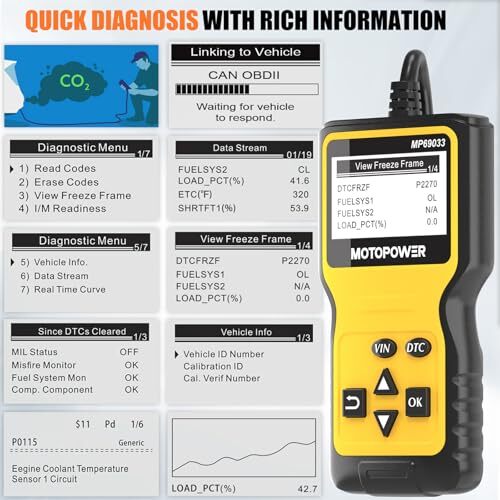 MOTOPOWER MP69033 Car OBD2 Scanner Code Reader Engine Fault Scanner CAN