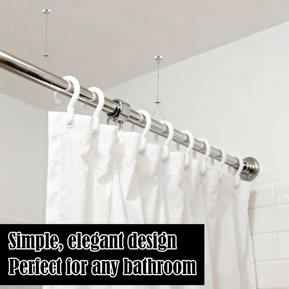 Closet Rod Ceiling Support Kit, Adjustable Wardrobe Pipe Bracket Heavy Duty B...