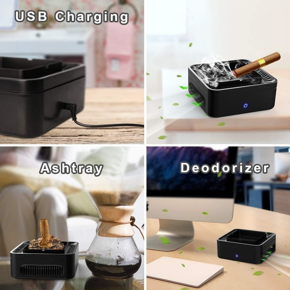 Square Smokeless Ashtray with Activated Carbon