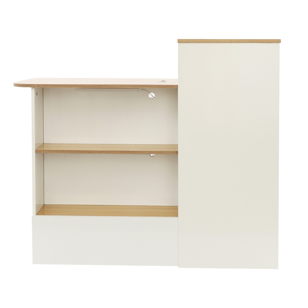 Rectangular Modern Reception Desk Reception Counter Table w/ Lockable Drawer