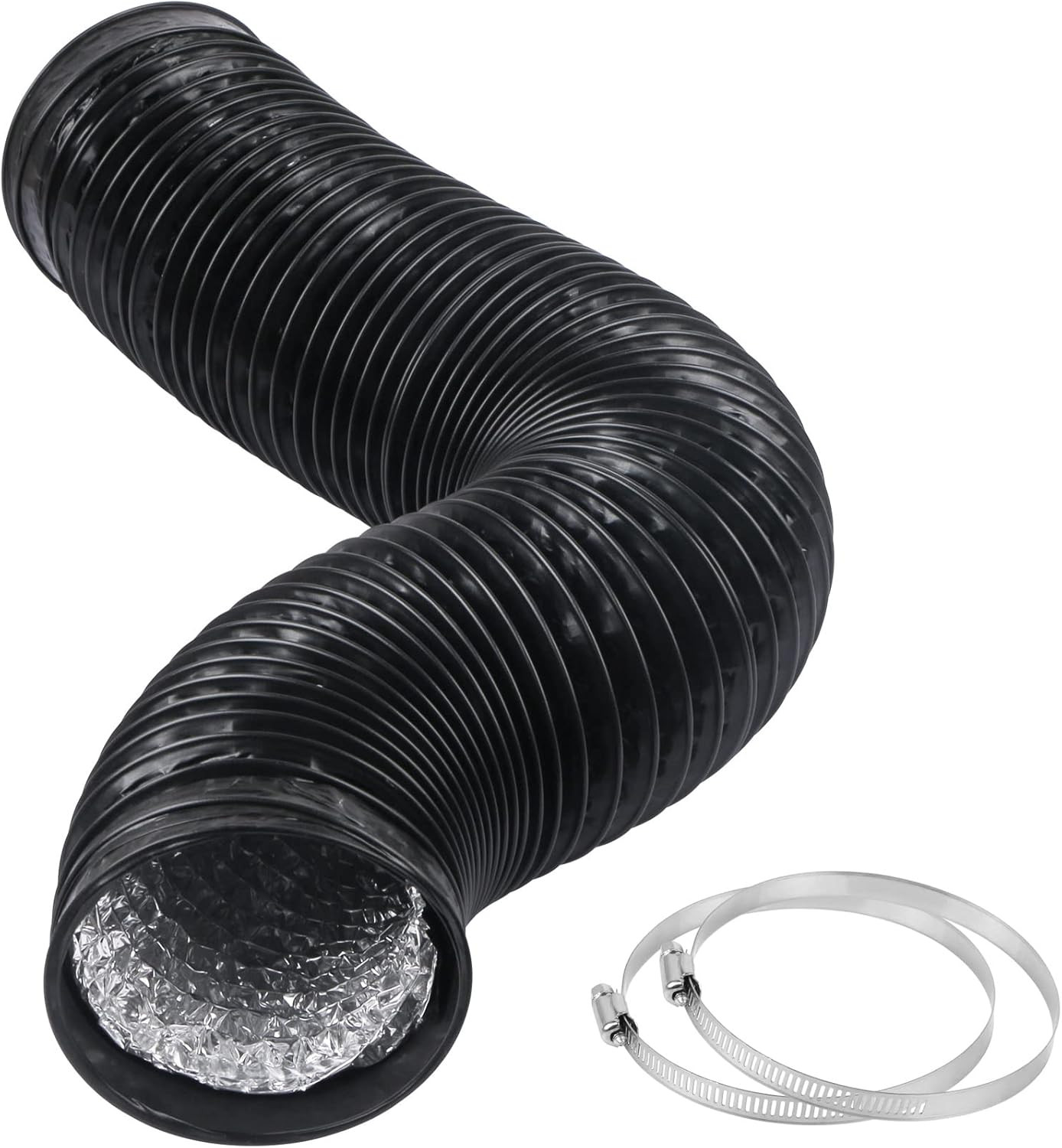 4 Inch 5 Feet Air Ducting Flexible Black Aluminum Vent Hose For Hvac Ventilation