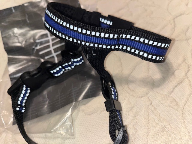 BONTHEE BLUE DOG MUZZLE NEW Open Snout for Drinking LARGE Adjustable Strap BITE