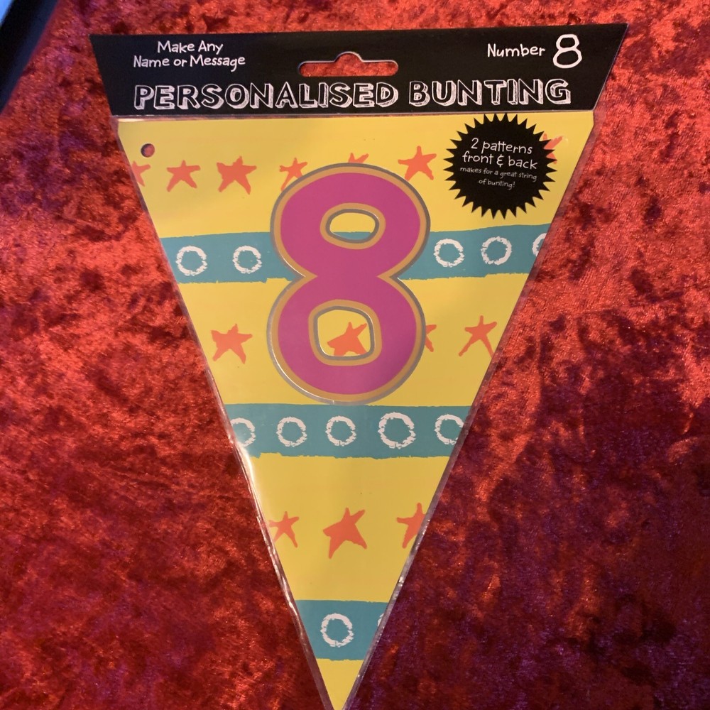 Make Any Message Or Name Personalised Bunting Multicoloured  Number 8