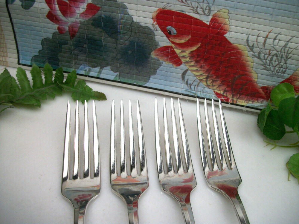 4 Oneida Silver FANTASY Silverplate 7 1/2" Dinner Forks 1941
