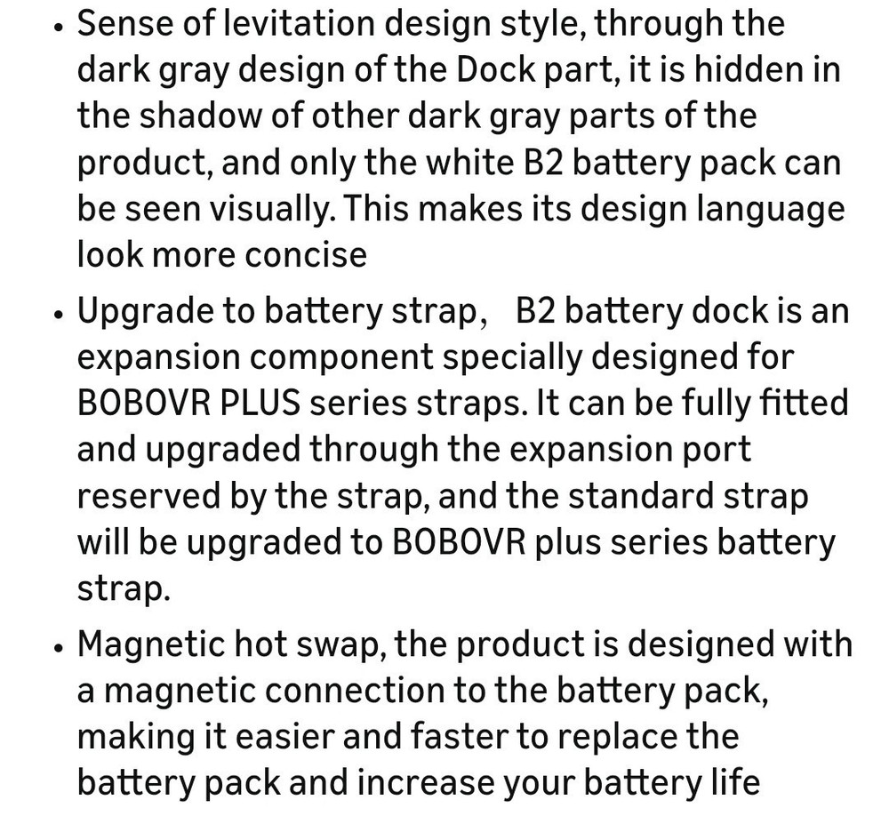 BOBOVR Battery Dock Charging B2 Battery Pack (Model BD1)