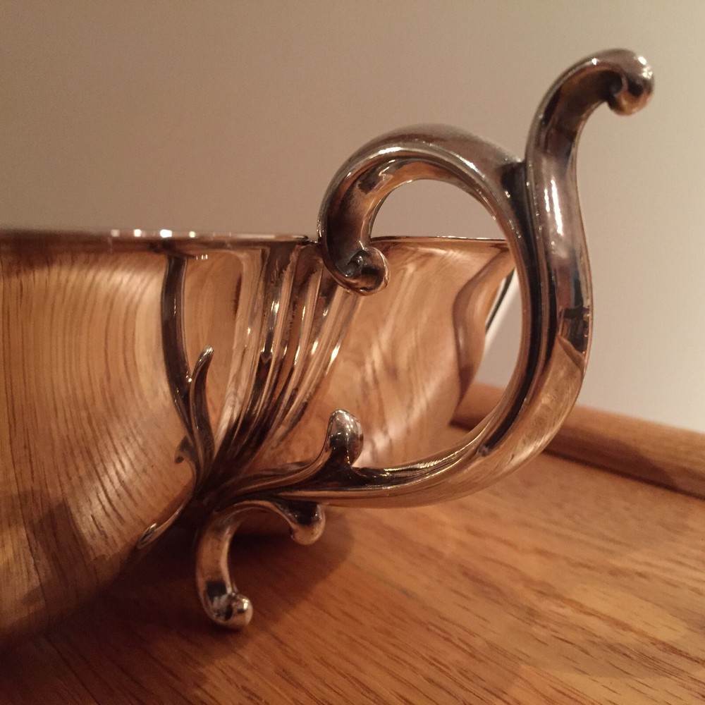 Reed & Barton Double Bowl Sauce Boat w/ Handles #160 EPNS Silver Plated ~ VTG